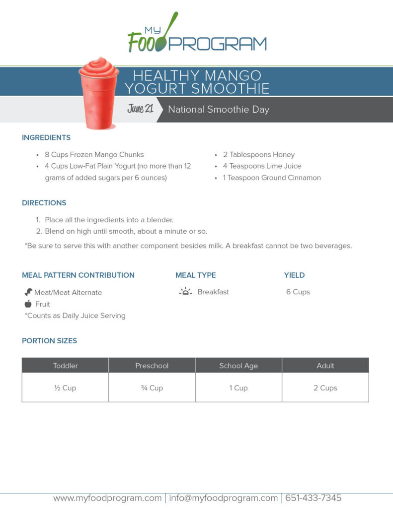 My Food Program Healthy Mango Yogurt Smoothie​ Recipe