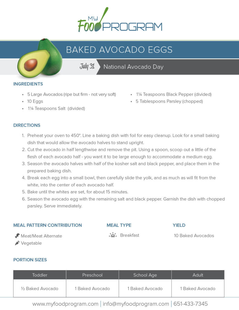 My Food Program Baked Avocado Eggs Recipe