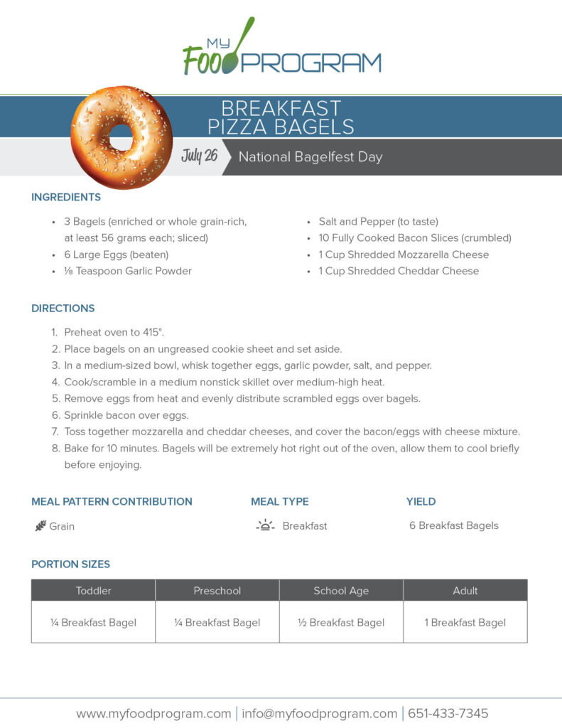My Food Program Breakfast Pizza Bagels Recipe