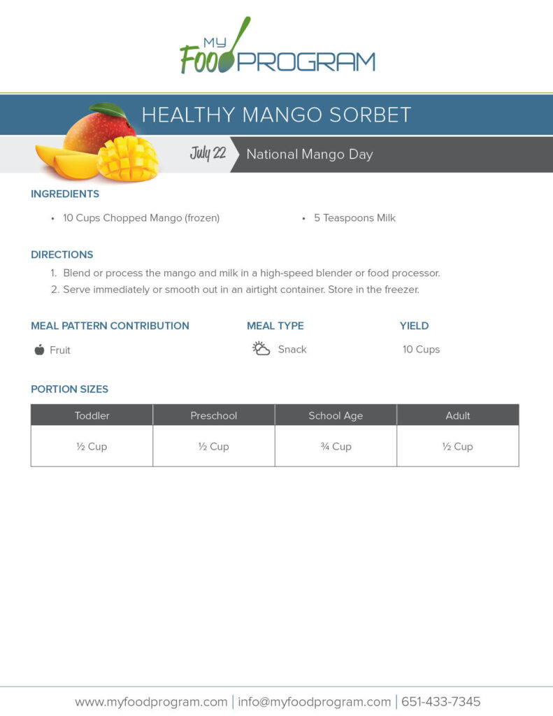 My Food Program Healthy Mango Sorbet Recipe