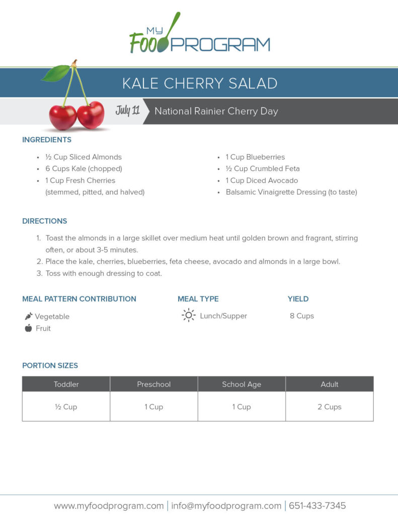 My Food Program Kale Cherry Salad Recipe