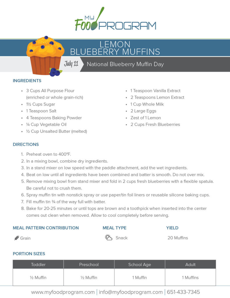 My Food Program Lemon Blueberry Muffins Recipe