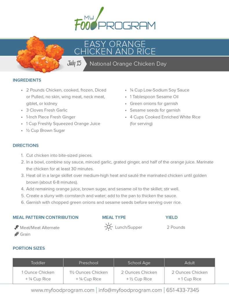 My Food Program Easy Orange Chicken and Rice Recipe