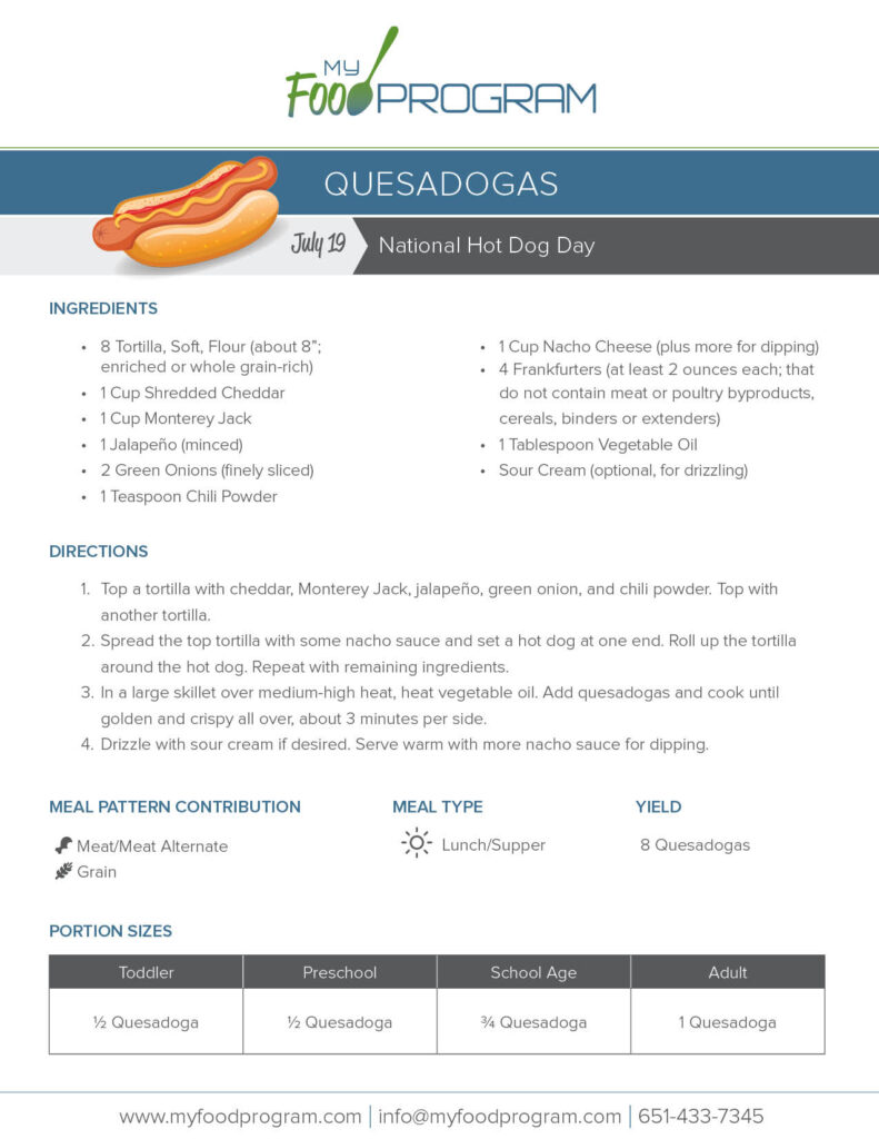 My Food Program Quesadogas Recipe