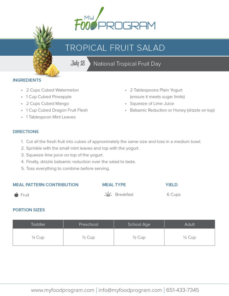 My Food Program Tropical Fruit Salad Recipe