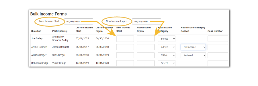 Bulk Income Forms