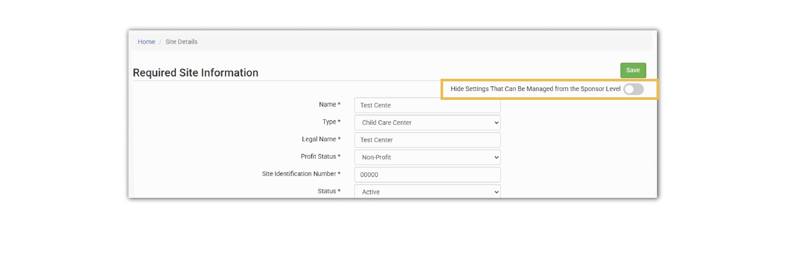 Hide Manage Site Configuration Settings