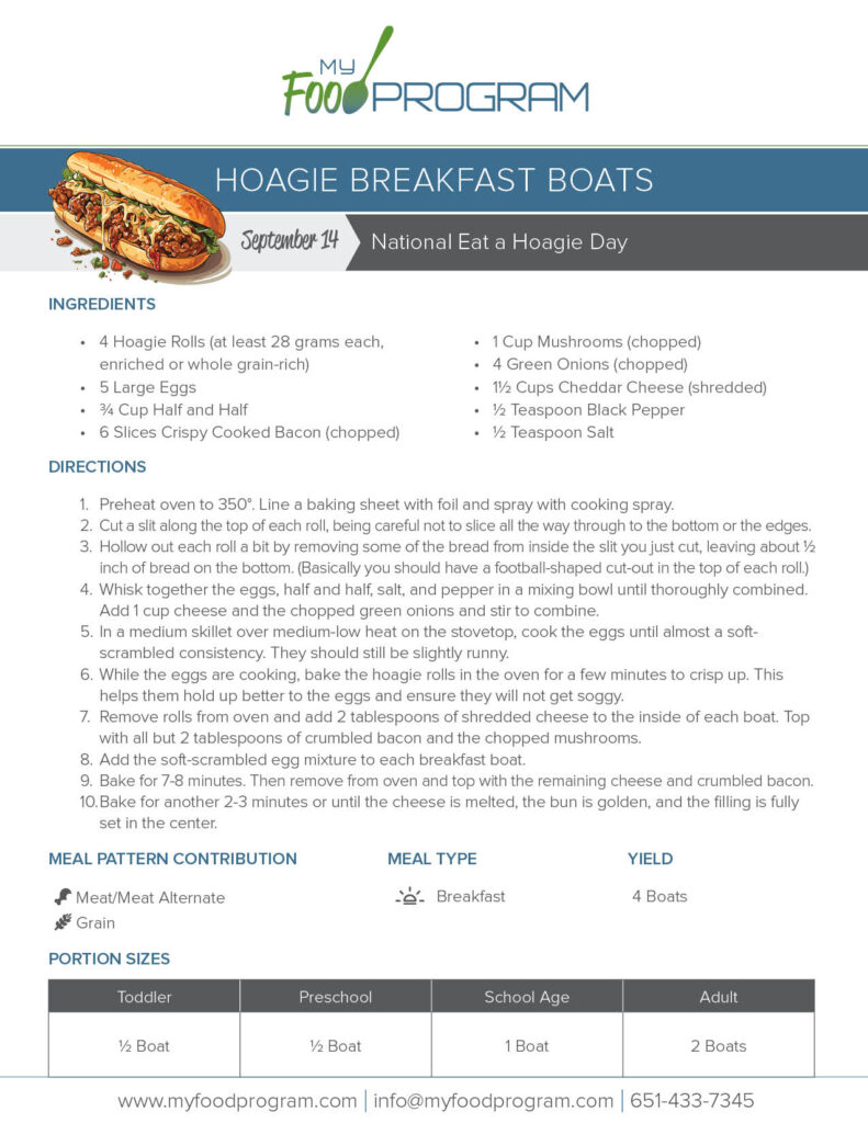 My Food Program Hoagie Breakfast Boats​ Recipe