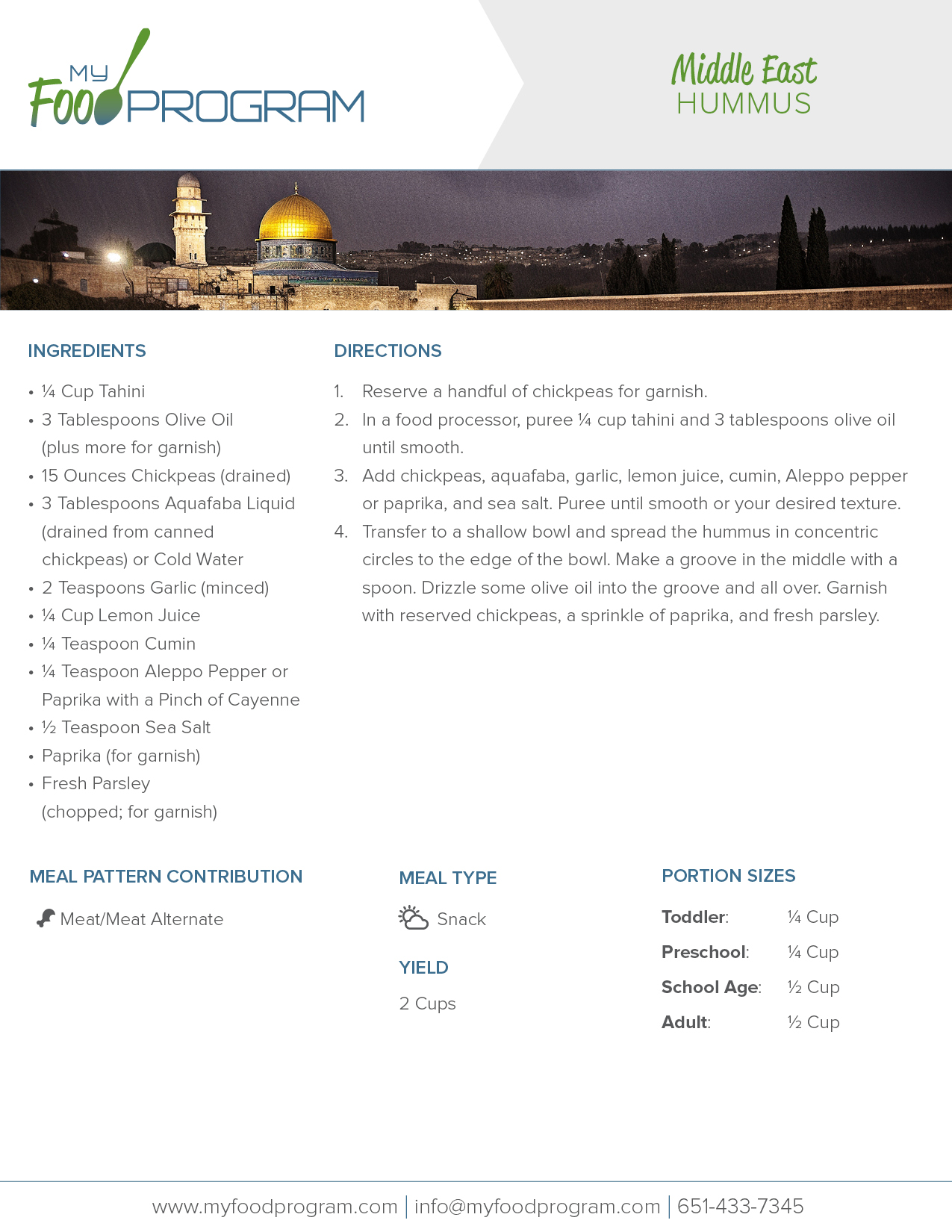 My Food Program Hummus Recipe