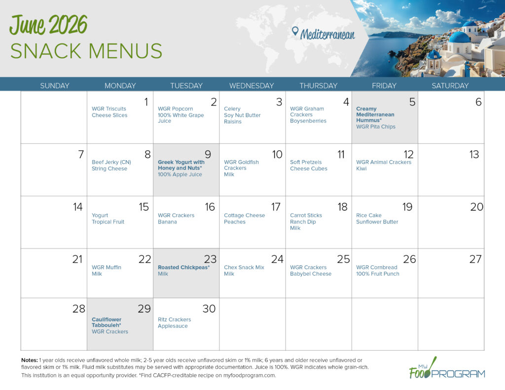 June 2026 Snack Menus