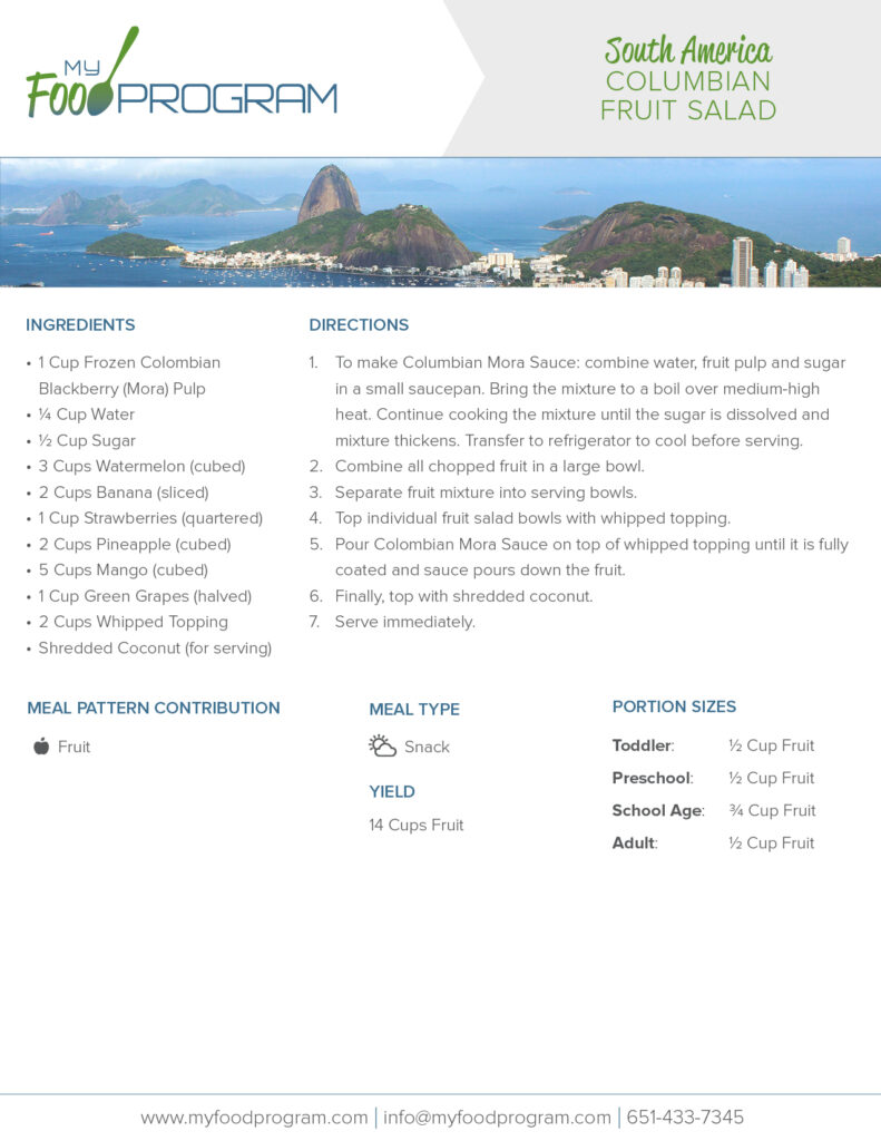 My Food Program Columbian Fruit Salad Recipe