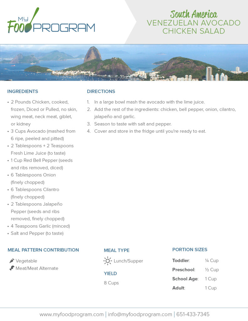 My Food Program Venezuelan Avocado Chicken Salad Recipe