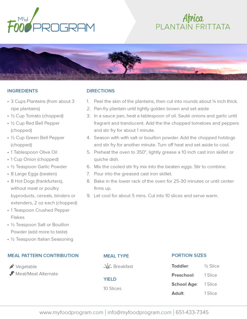My Food Program Plantain Frittata Recipe