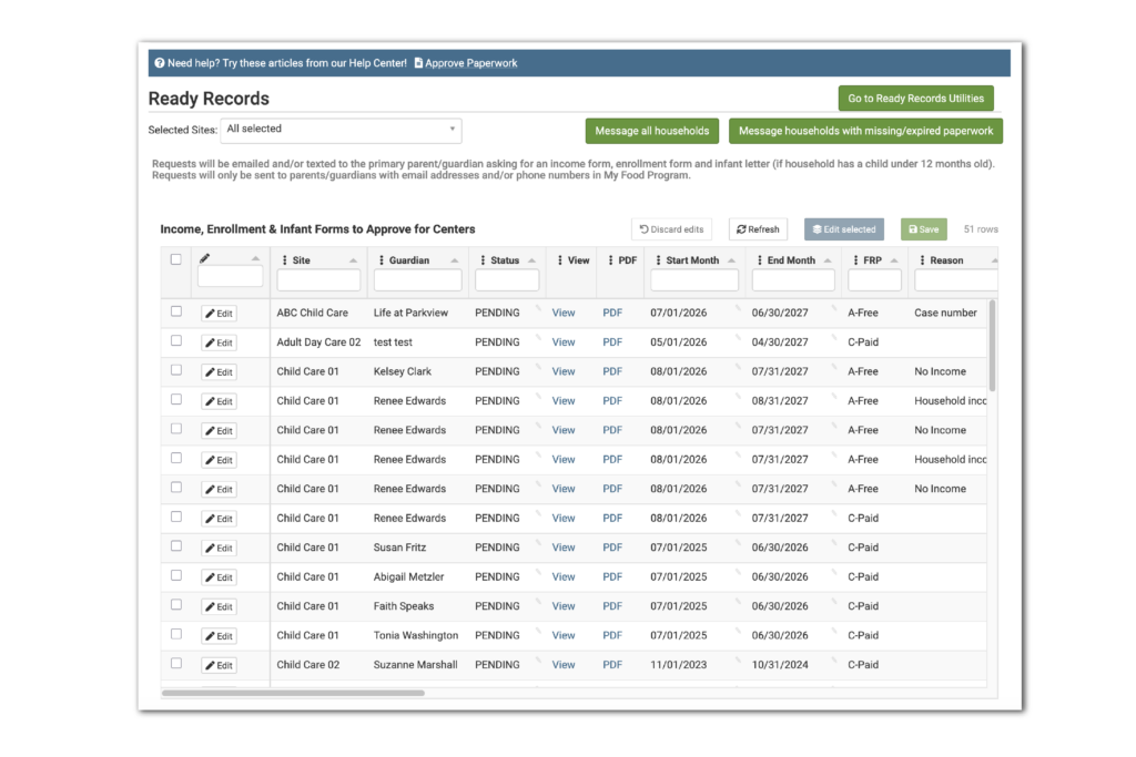 My Food Program Software Release 26091