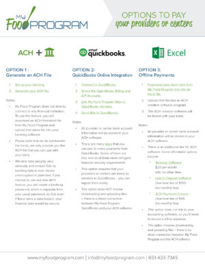 Options to Pay Your Providers or Centers with My Food Program