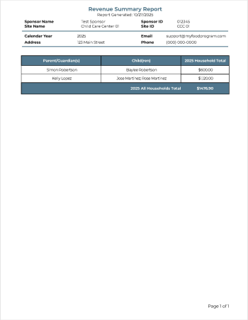 Revenue Summary Report Sample